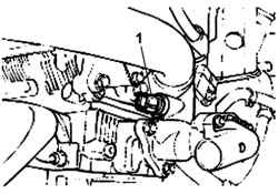 Расположение датчика (1) температуры охлаждающей жидкости